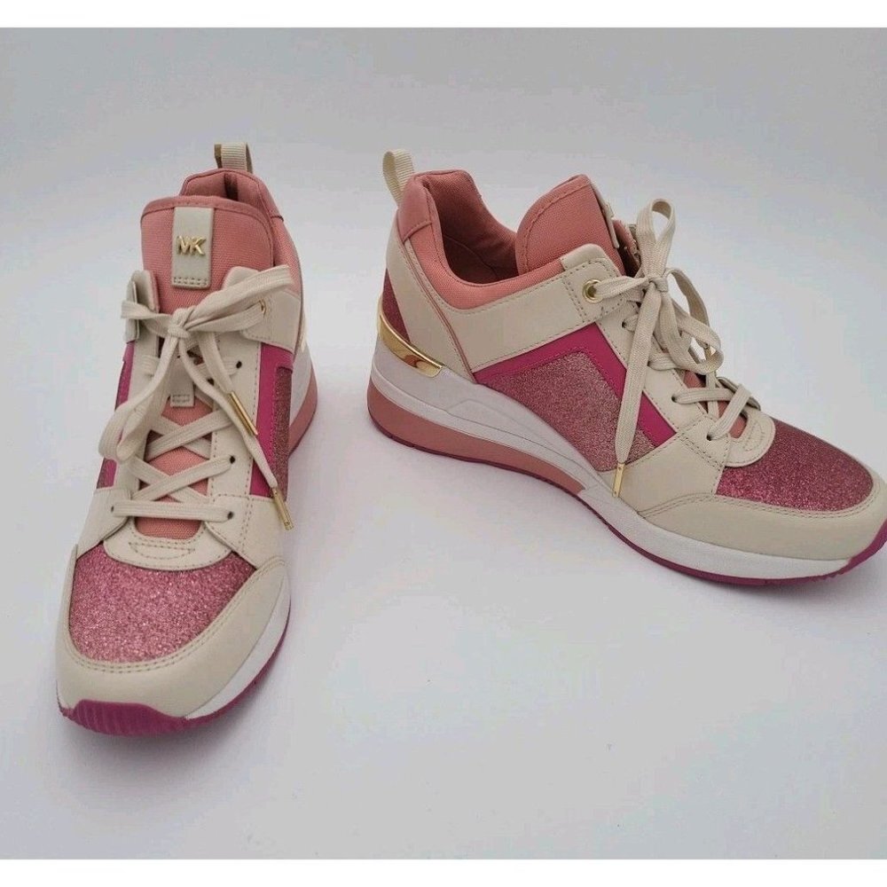 Michael Kors Pink & Cream Wedge Sneakers